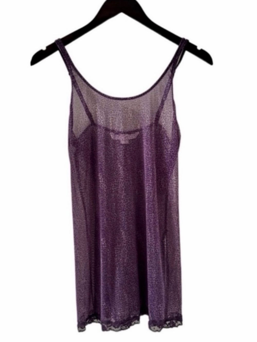 Victoria's Secret Purple Leopard Print Scoop Neck Chemise Nightie Size Medium